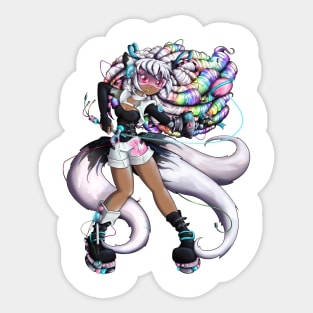 Cyber Kitsune Girl Sticker